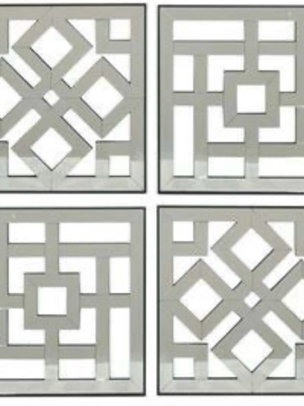 Set of Four Silver Geometric Wall Panels - Decorative Home Accents